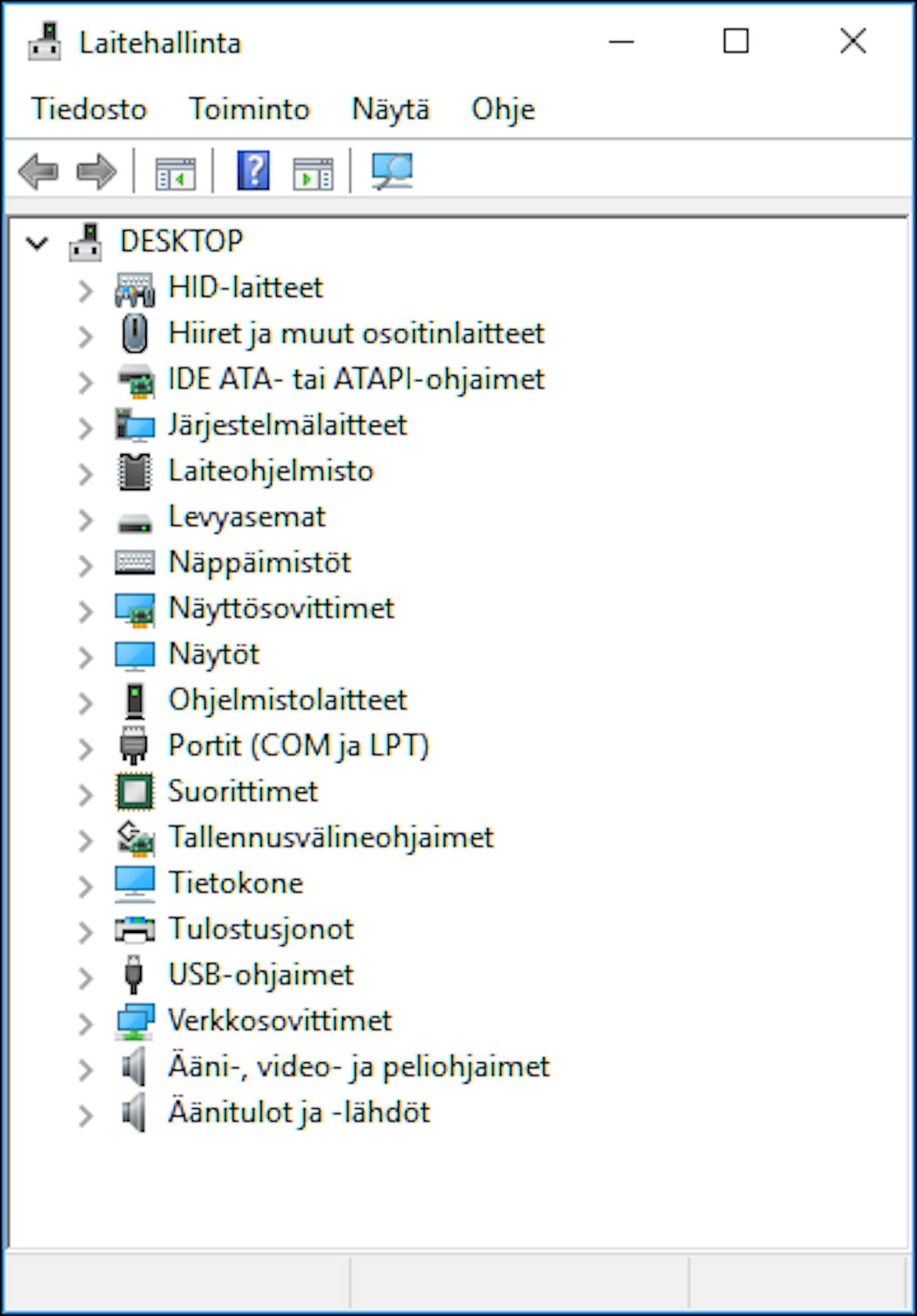 Napsauta kakkospainikkeella Windows 10:n aloituspainiketta ja valitse rivi Laitehallinta.